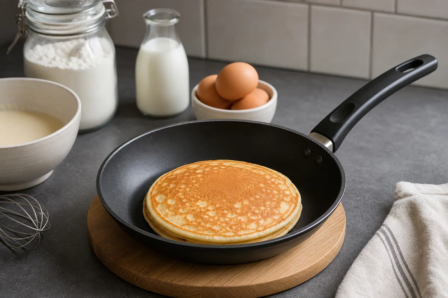 Bratpfannen-Rezept fuer fluffige Pfannkuchen